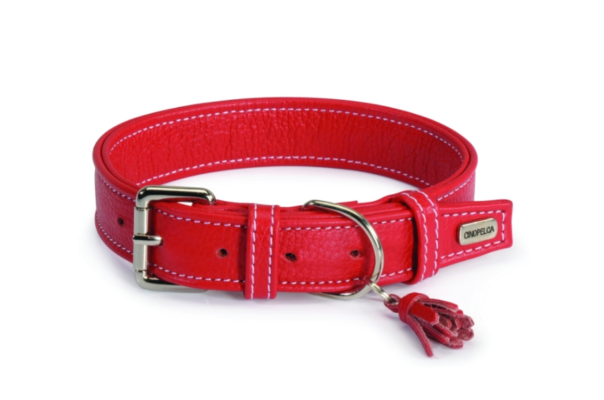 صورة Camon Double Layer Calf Leather Collar With Tassel Red 