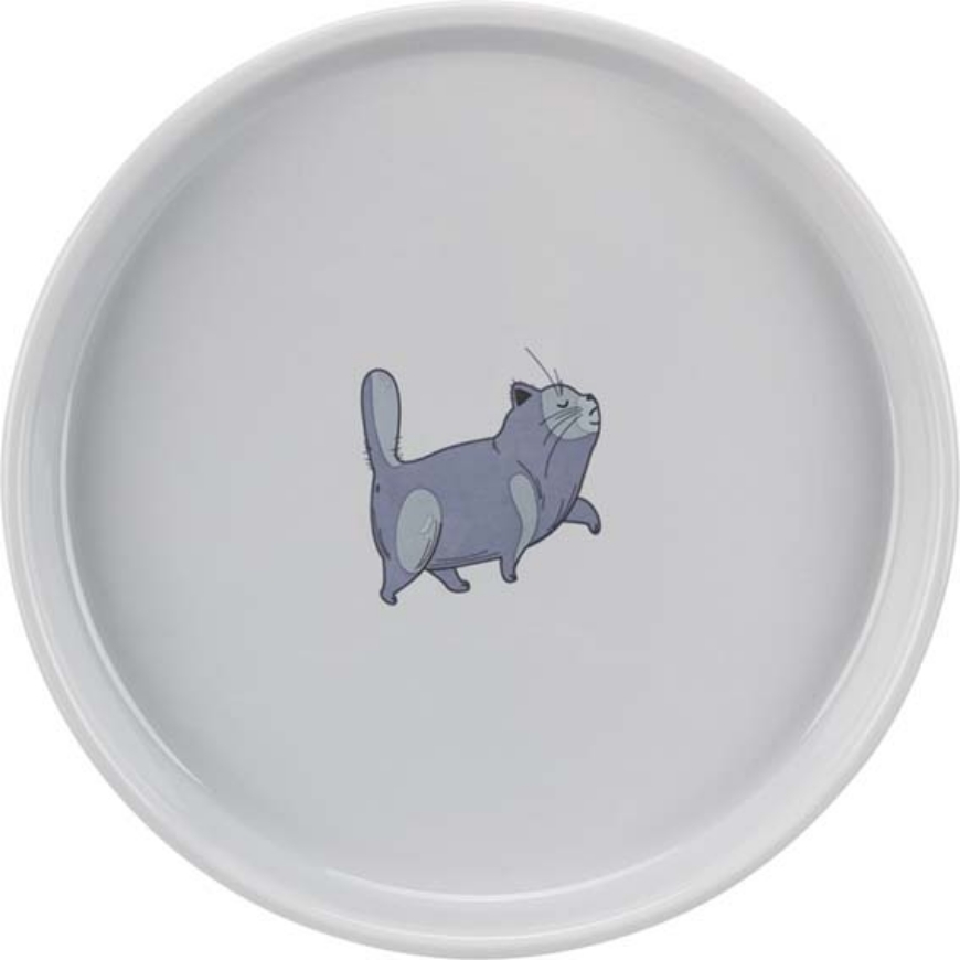 Picture of Trixie  Bowl Flat And Wide Cat Ceramic 0.6 L 23 Cm Grey