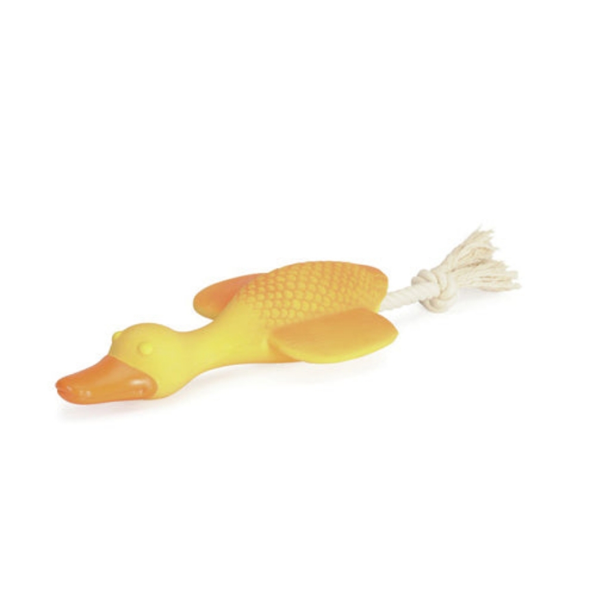 Picture of Camon Latex Dog Toy With Squeaker And Rope Goose 33Cm