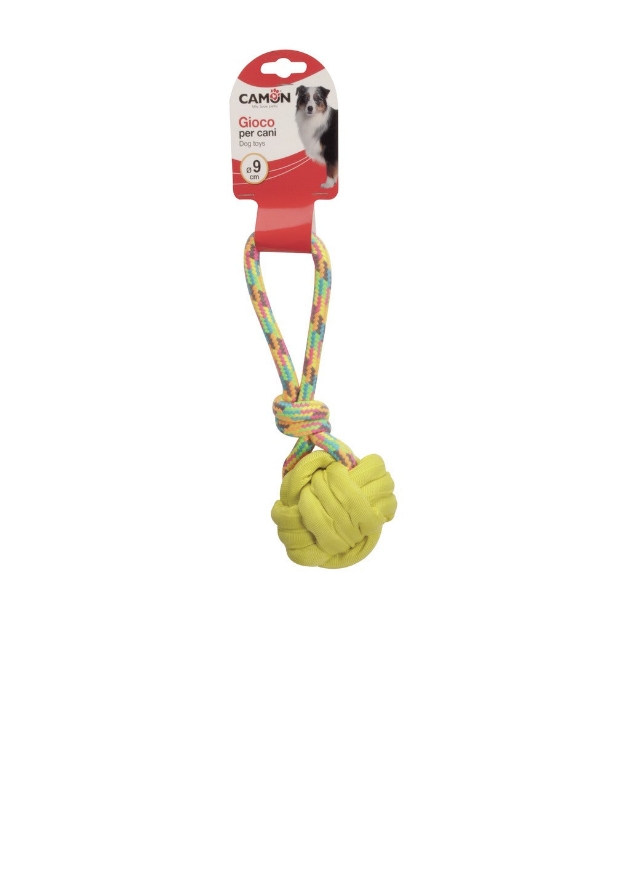صورة Camon Dog Toy - Twisted Ball 90Mm With Rope Handles - 30Cm