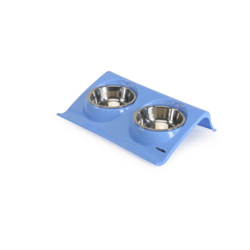صورة Camon Plastic Tray With 2 Steel Bowls Assort. Colors