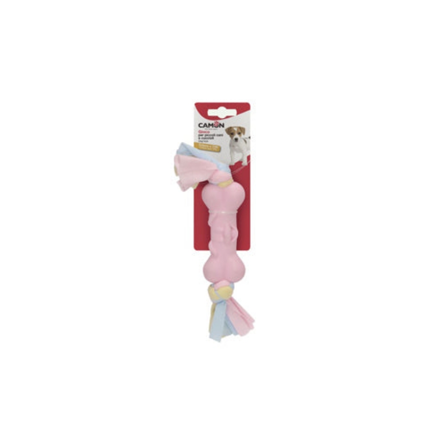 صورة Camon Puppy Toy - Tpr Bone 120Mm With Cotton Plait 25Cm