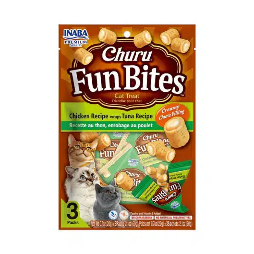 صورة Inaba Churu Fun Bites Chicken Recipe Wraps Tuna 3X20G