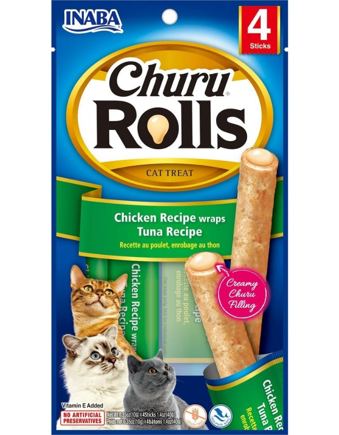 صورة Inaba Churu Chicken Rolls Tuna 4X10G