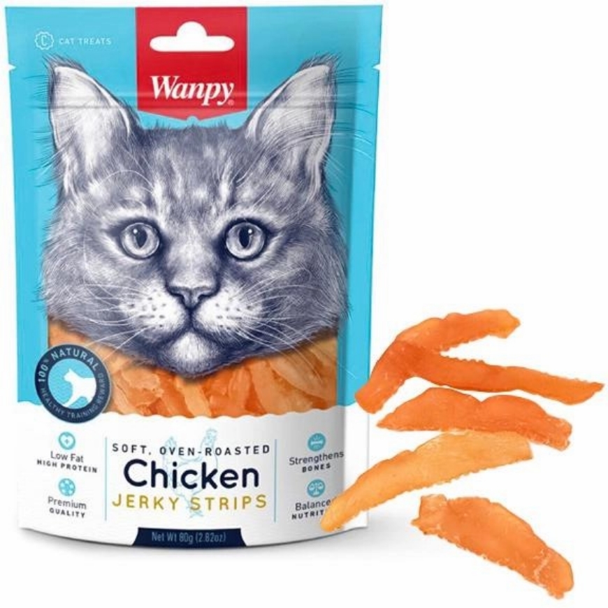 صورة Wanpy Soft Chicken Jerky Strips For Cats 80G
