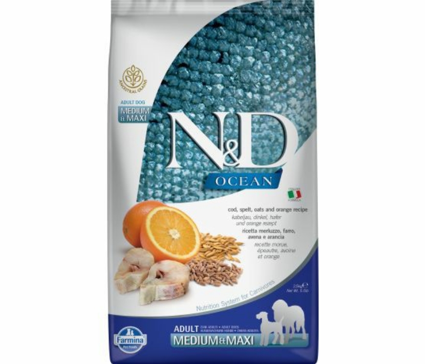 صورة Farmina OCEAN DOG CODFISH & ORANGE adult MEDIUM-MAXI 2.5 Kg
