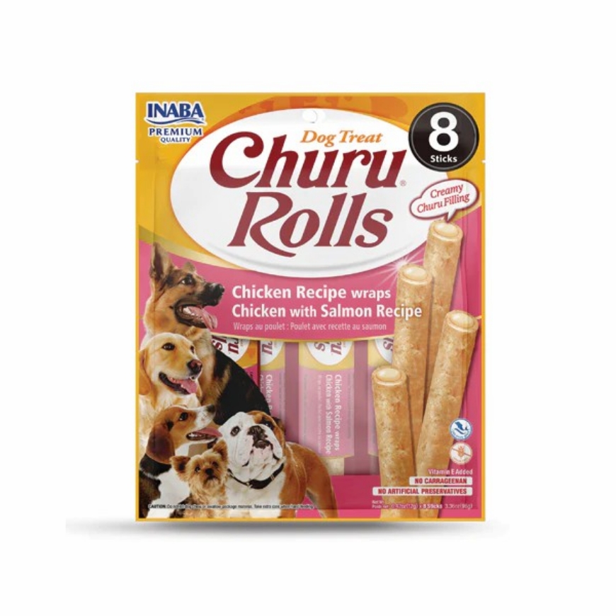 صورة  Inaba Churu Churu Rolls for Dogs Chicken with Salmon 8x12g