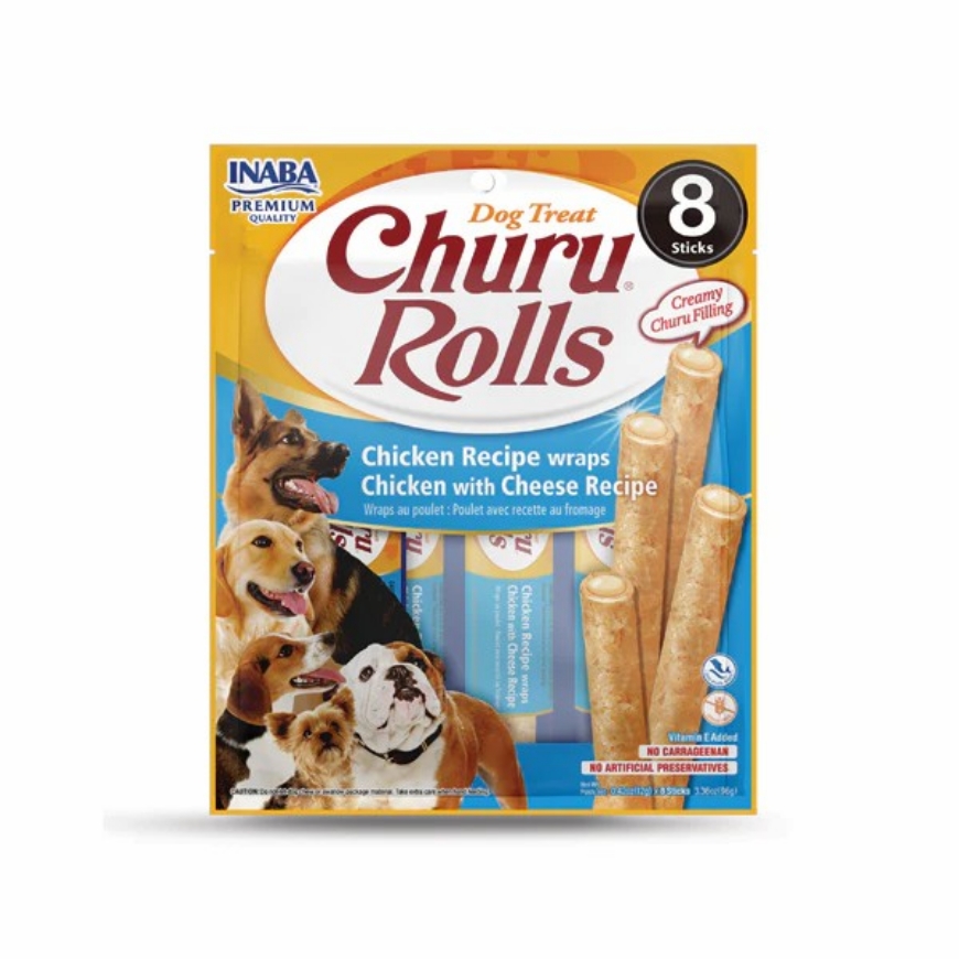صورة  Inaba Churu Churu Rolls for Dogs Chicken with Cheese 8x12g