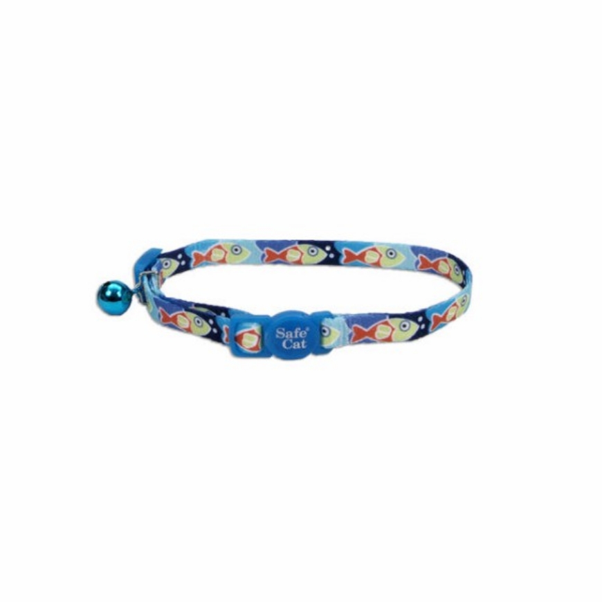 Picture of Coastal Safety Cat  Collar 3/8 inch  Blue Fish Cat