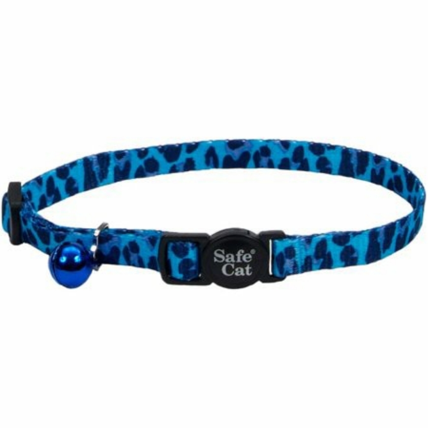 Picture of Coastal Safety Cat  Collar 3/8 inch  Blue Leopard Cat