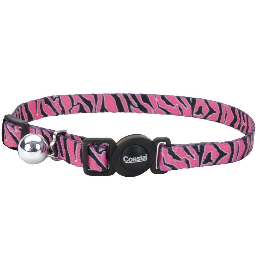 Picture of Coastal Safety Cat  Collar 3/8 inch  Pink Zebra  Cat