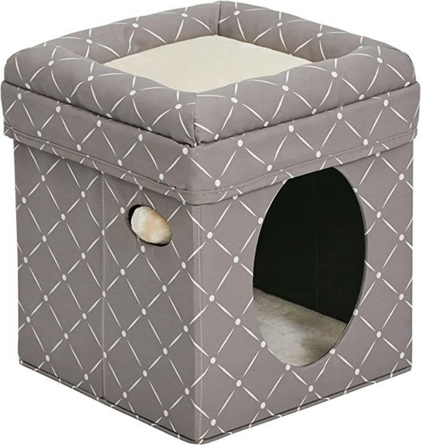 Picture of Midwest Curious Mushroom Cat Cube Cat Furniture, 16.5" H, Gray