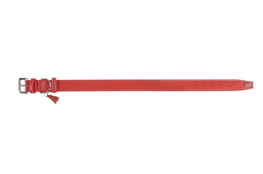 صورة Camon Double Layer Calf Leather Collar with Tassel Red 35x700 mm