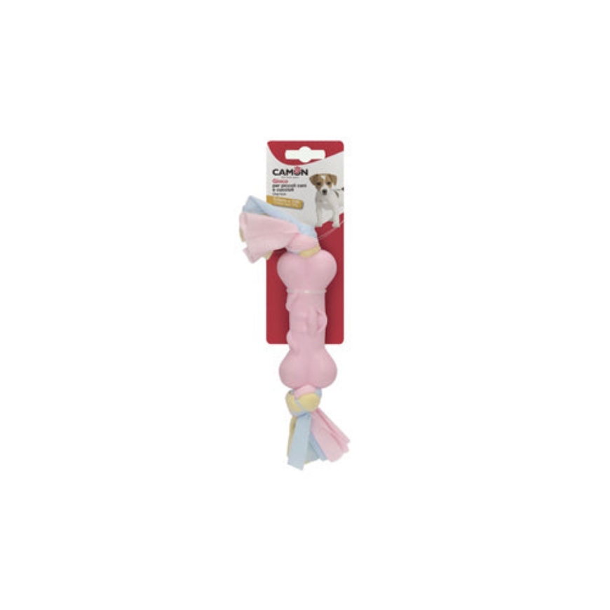 Picture of Camon Puppy Toy - Tpr Bone 120Mm With Cotton Plait 25Cm