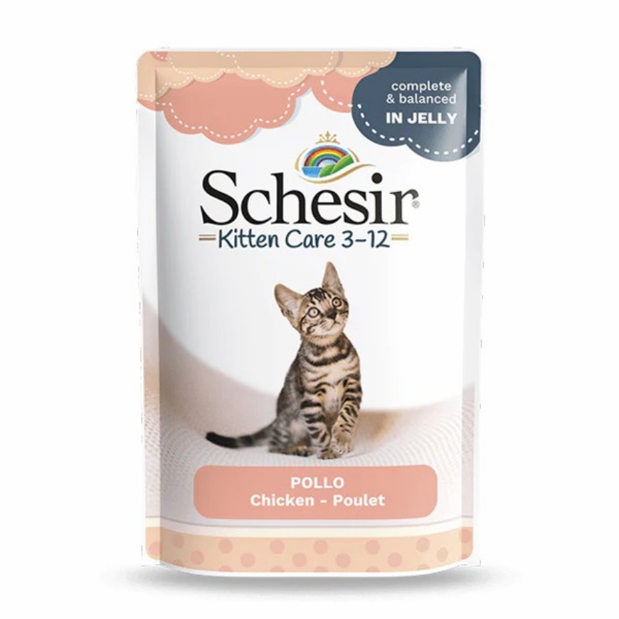 صورة Schesir Kitten care 3-12 Cat Pouch Chicken In Jelly 85G