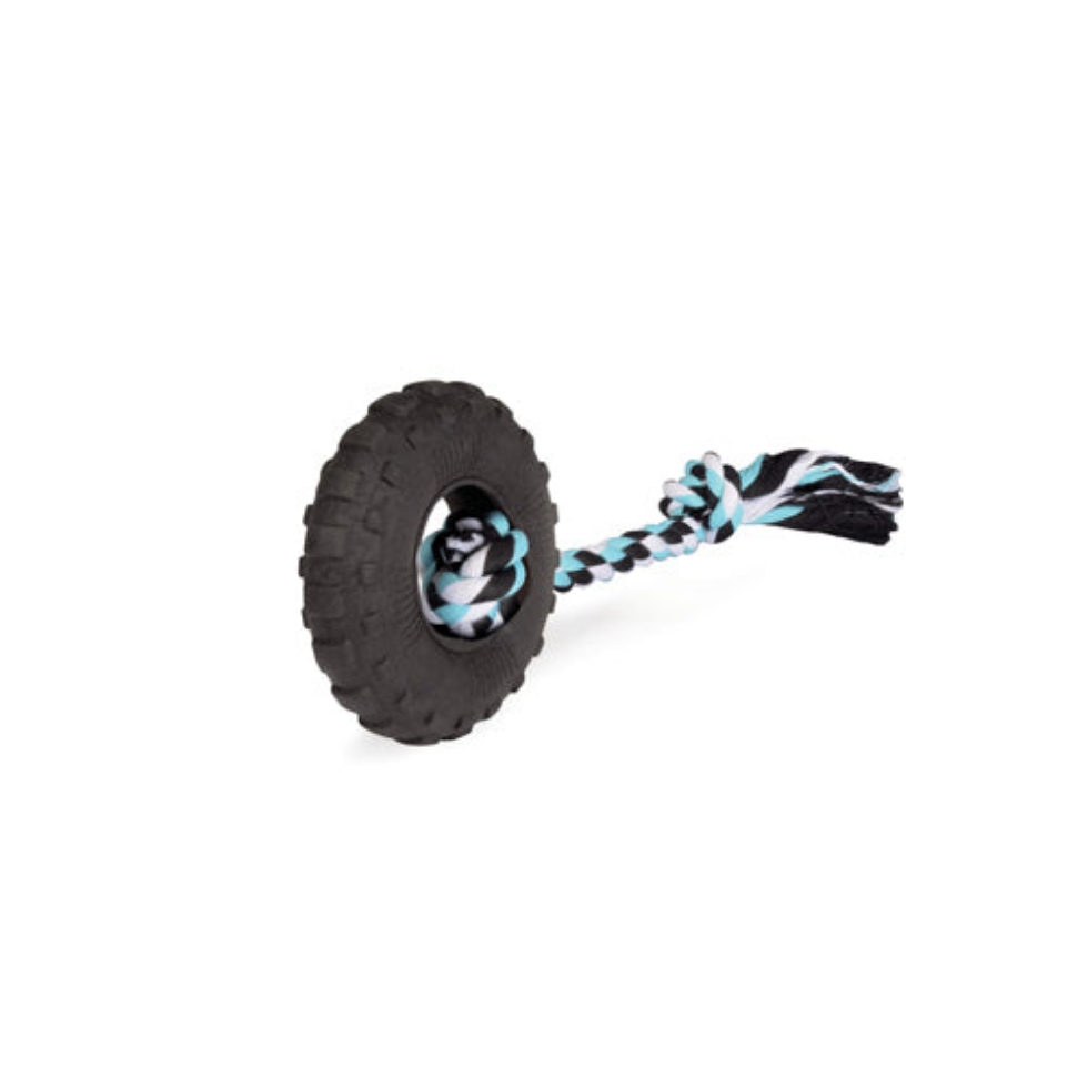 Picture of Camon Dog Toy - Tpr Foam Tyre With Cotton Rope