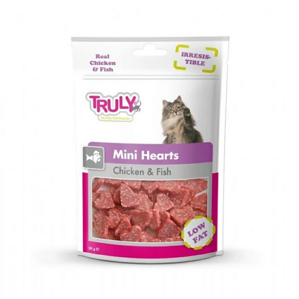 Picture of Truly Mini Heart Chicken and Fish For Cats 50G