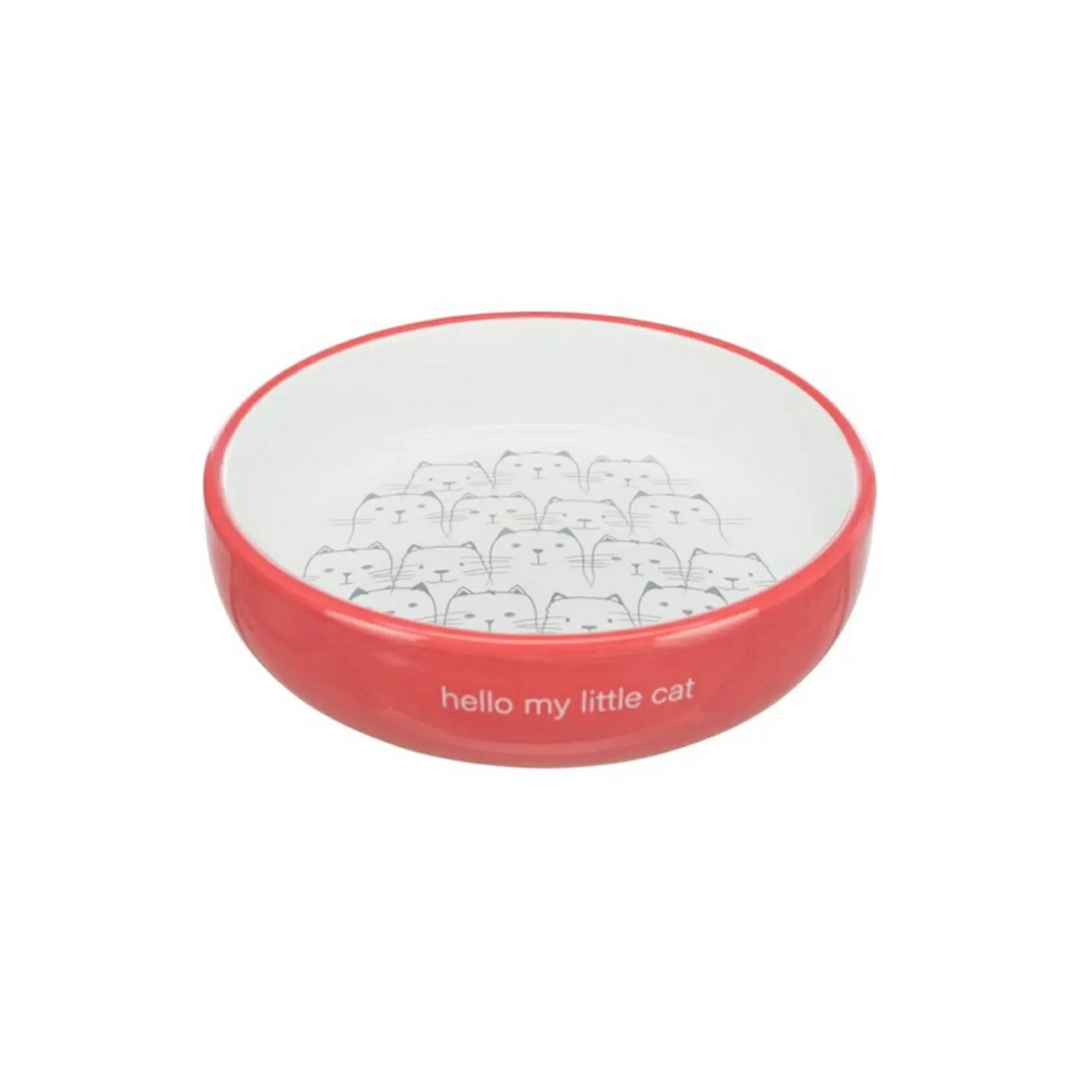 Picture of Trixie Hello My Little Cat Bowl Flat Ceramic 15cm BLK-WHT